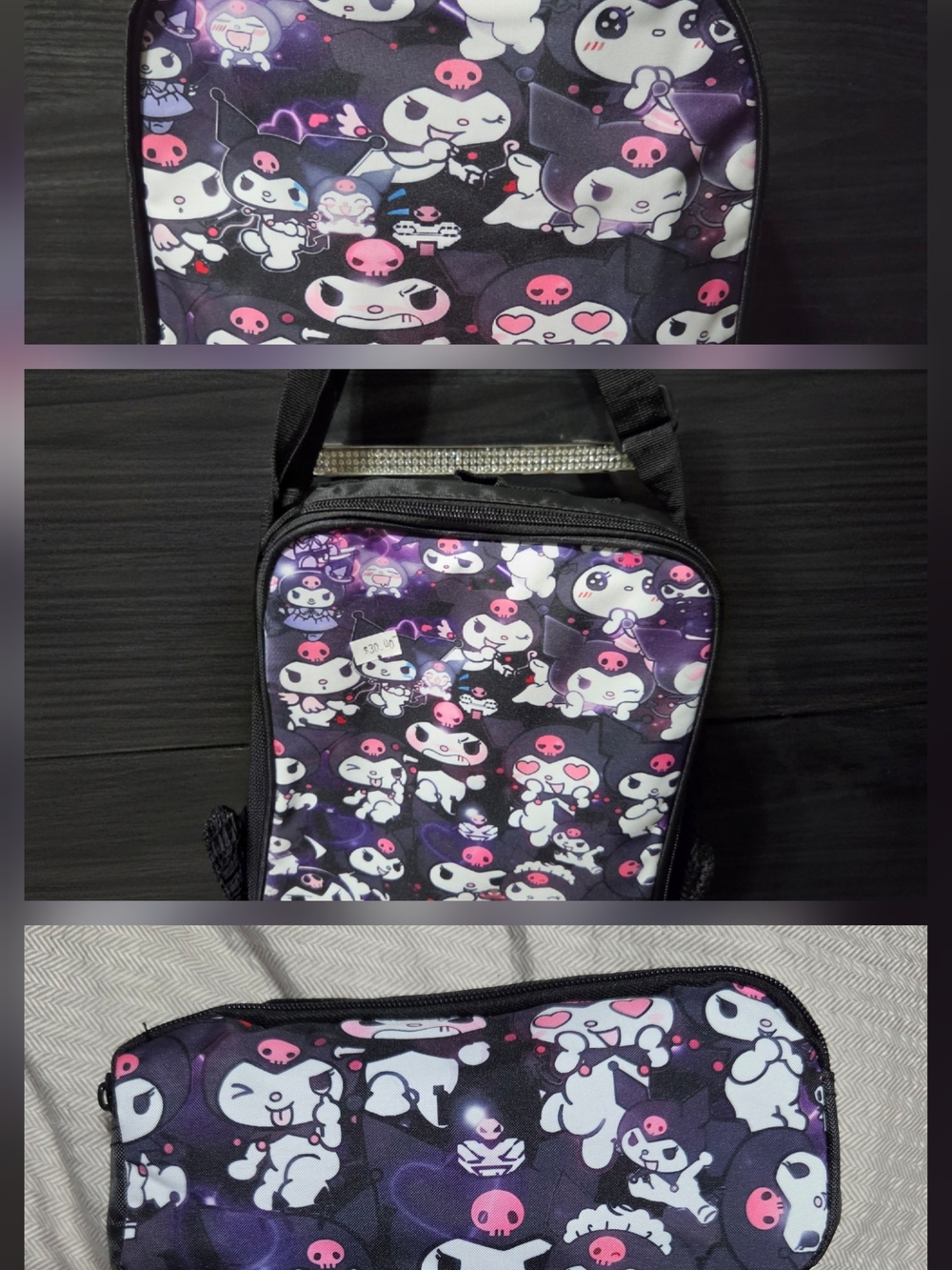 Kuromi Set Backpack, Lunchbox, Pencil Pouch
